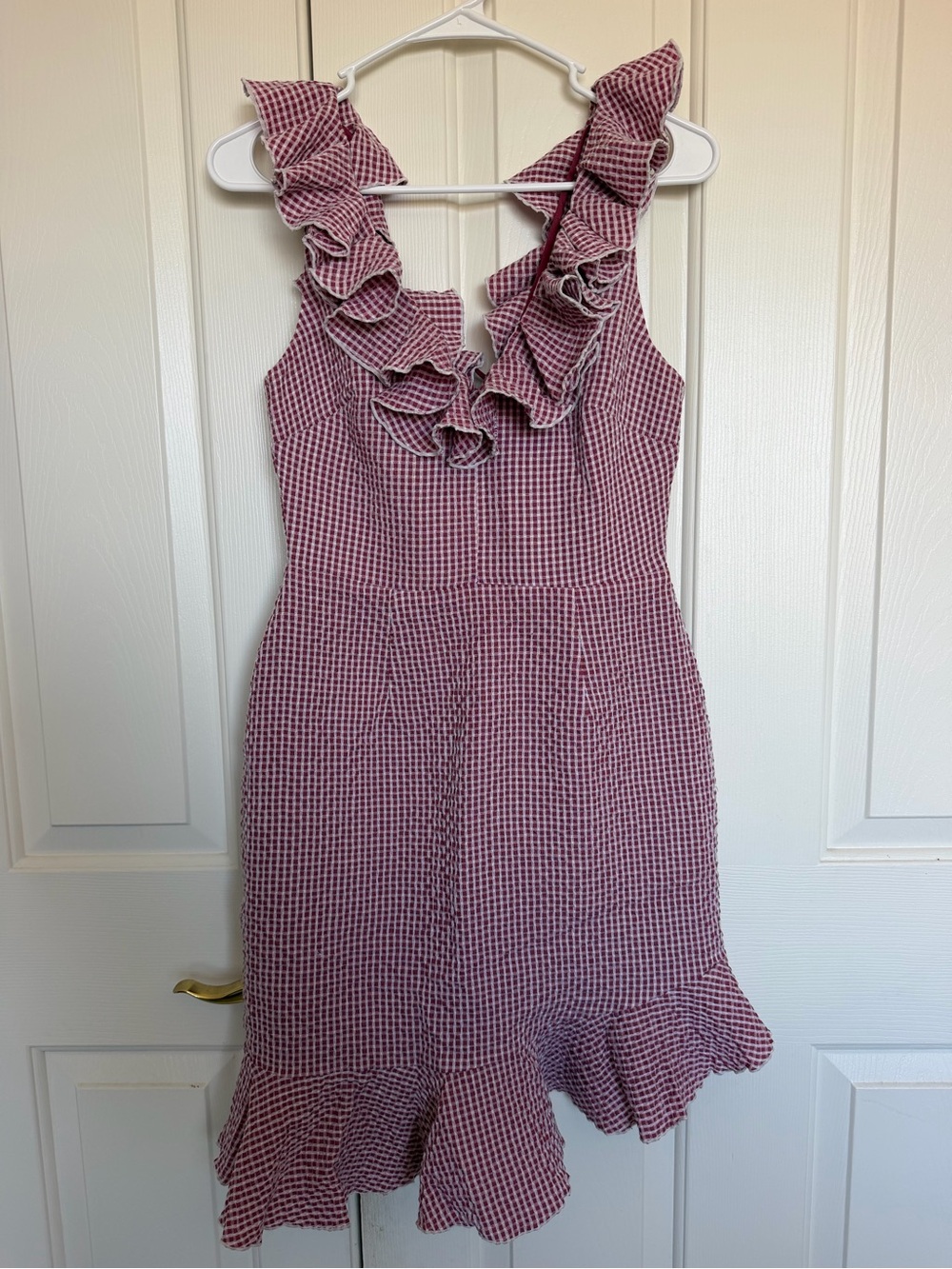 Wayf Pink Gingham Ruffle Backless Dress - Picture 2 of 7